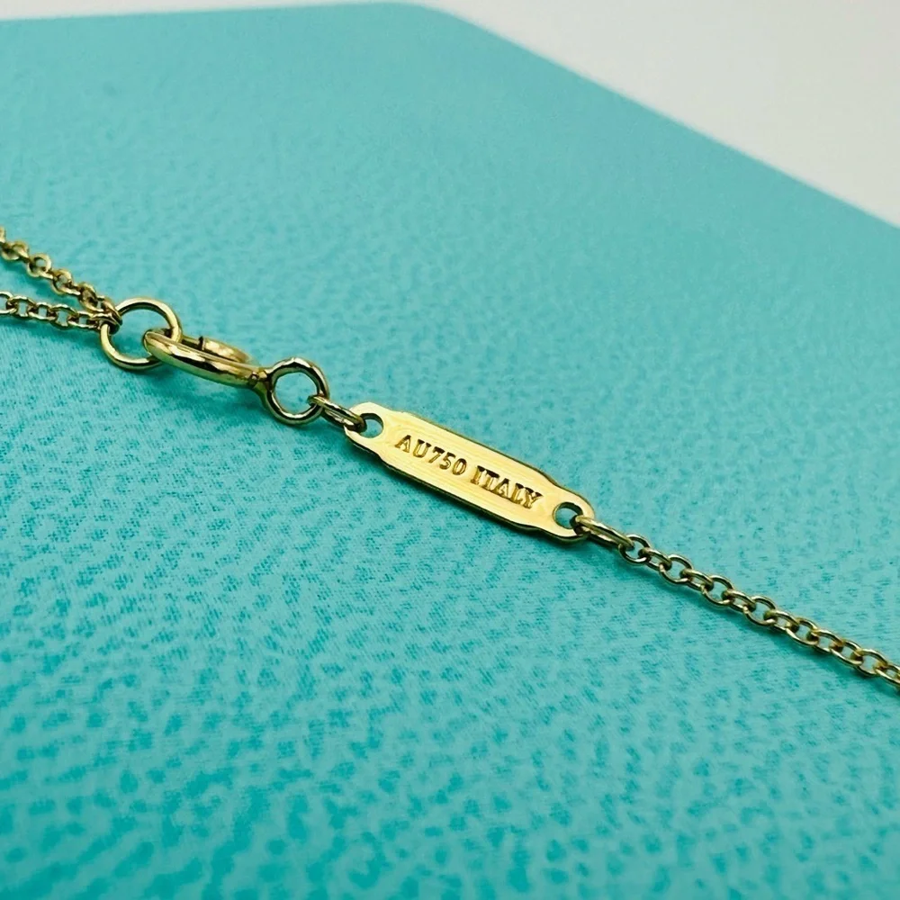 Tiffany & Co. 18K Yellow Gold Diamonds Vertical Bar Pendant Necklace 16”-18”